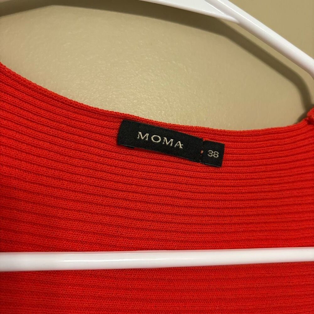 MOMA Women Red Orange Ribbed Sleeveless Faux Wrap Tank Top Blouse Size 38 Medium - Picture 6 of 7